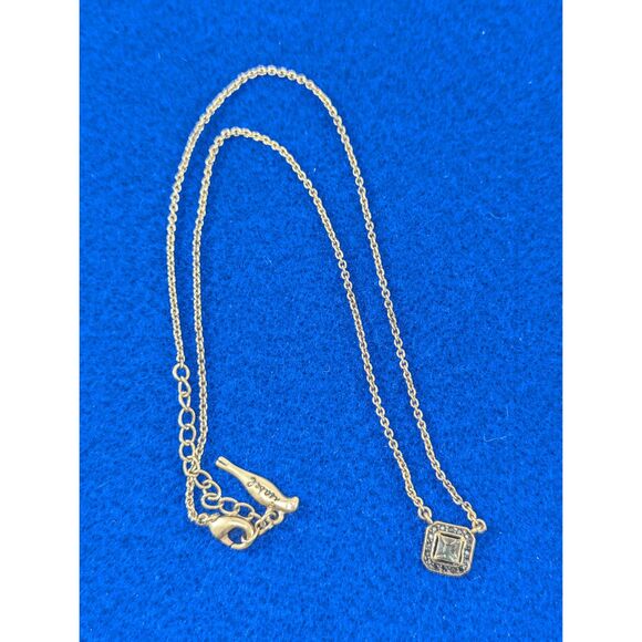 Isabel Square Rhinestone Charm Necklace - Picture 2 of 8